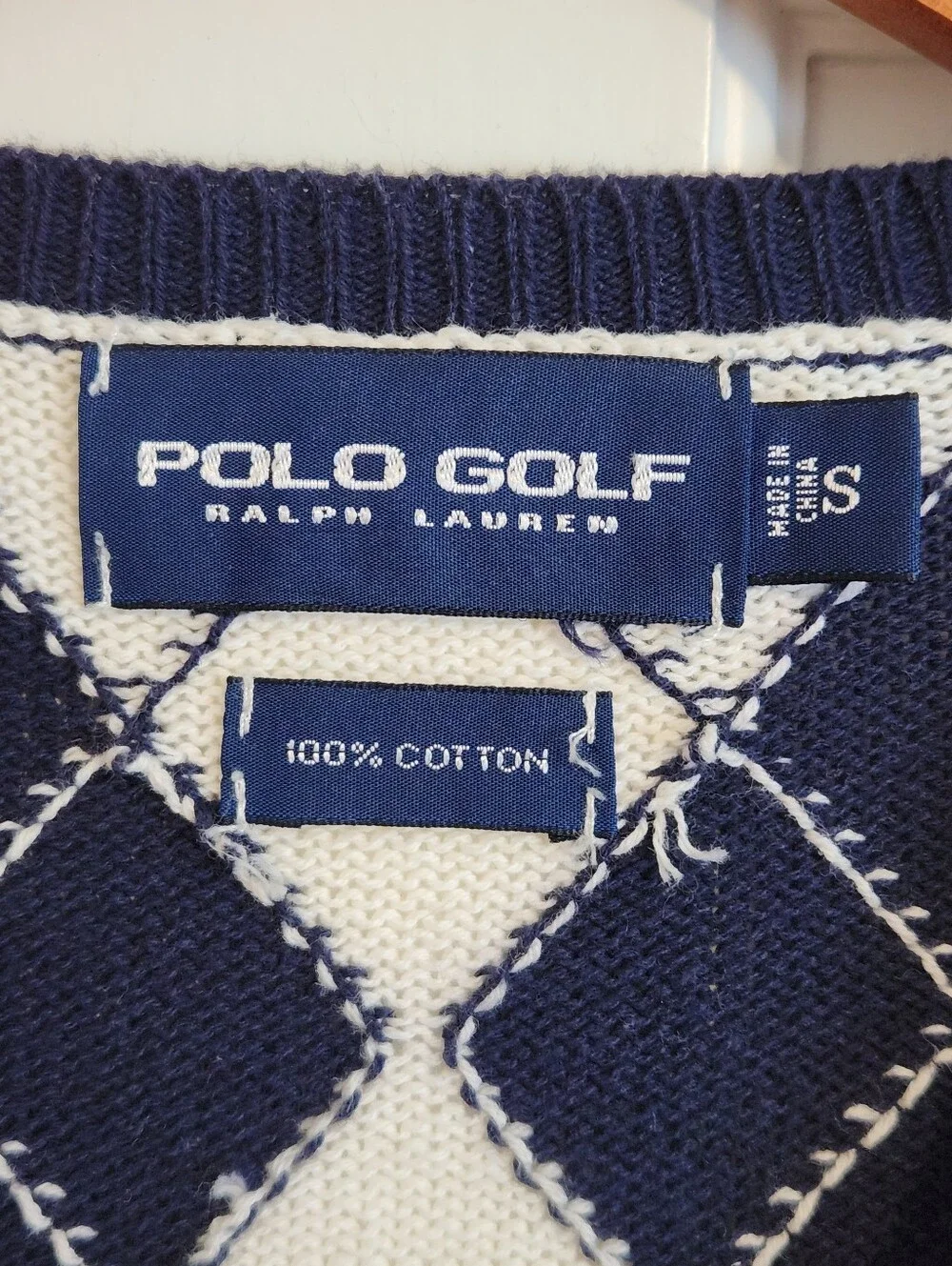 ⛳️Polo Golf⛳️ - Navy/White Argyle V-Neck Sweater